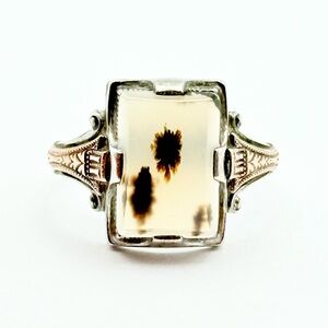 Ostby Barton Sterling Silver 14k Gold Filled Dendritic Ring - Vintage or Antique